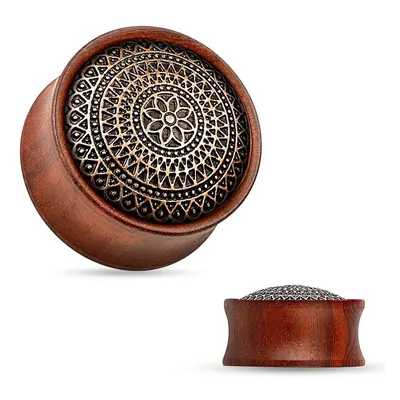 MARRE Dřevěný plug do ucha Rose Wood s ornamenty (16 mm)