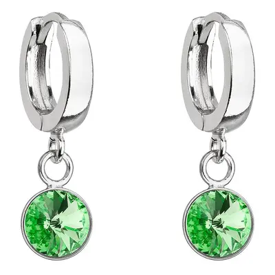 Evolution Group Stříbrné visací náušnice kroužky se Swarovski krystalem 31300.3 peridot