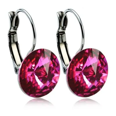 NUBIS Ocelové náušnice s krystaly Swarovski 12 mm, FUCHSIA - NBS12-FS