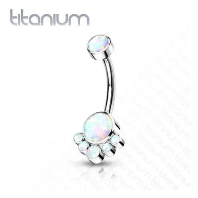 MARRE Piercing do pupíku s opálem - TITAN (bílá)