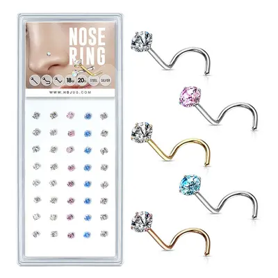 S4U Šperky4U Sada 40ti piercingů do nosu, 3mm zirkon - N0000-14