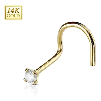 MARRE Zlatý piercing do nosu, Au 585/1000 - kamínek 2 mm (čirá, 0,17 g)