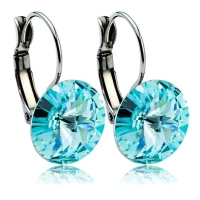 NUBIS Ocelové náušnice s krystaly Swarovski 12 mm, LIGHT TURQUOISE - NBS12-LT