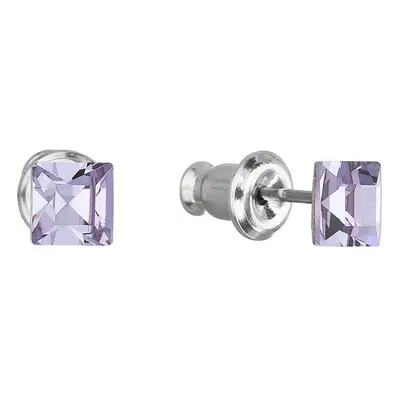 Evolution Group Náušnice bižuterie se Swarovski krystaly fialová čtverec 51052.3 violet