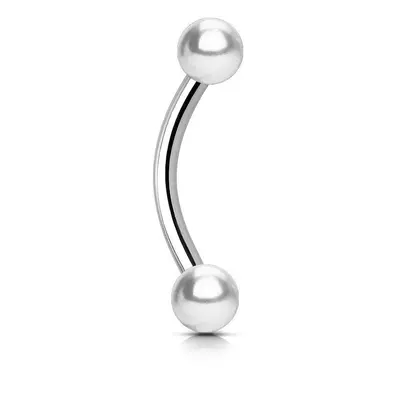 MARRE Piercing do obočí - perličky bílé, 1,2 x 10 mm, kuličky 4 mm - OB1090W-12104