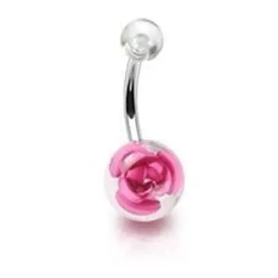 S4U Šperky4U Piercing do pupíku - banánek s růží (růžová) - BA01045-P