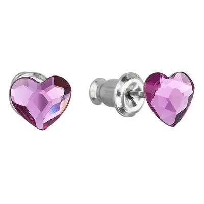 Evolution Group Náušnice bižuterie se Swarovski krystaly růžová srdce 51050.3 fuchsia