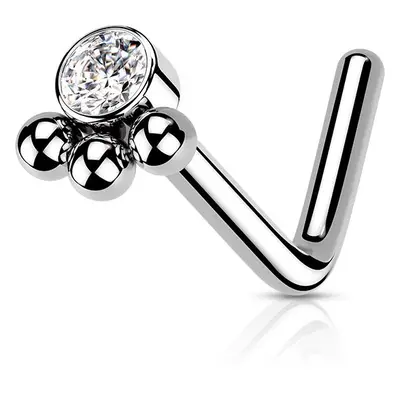 MARRE Zahnutý piercing do nosu se zirkonem - N0162-ST