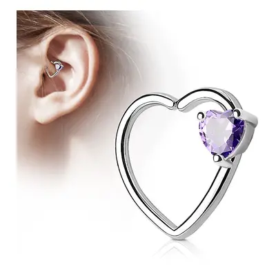 S4U Šperky4U Piercing do nosu/ucha srdce, fialový kamínek - N0058-TZ