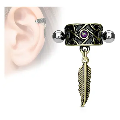 S4U Šperky4U Cartilage piercing do ucha - peříčko - CP1026