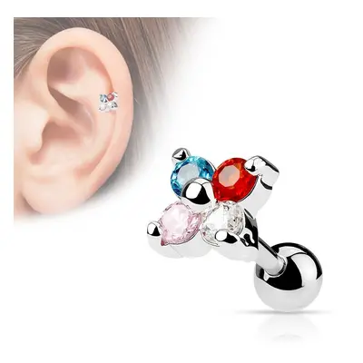 S4U Šperky4U Cartilage piercing do ucha kytička (různobarevná) - CP1010-W