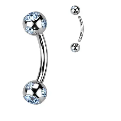 MARRE Piercing do obočí - kulička s kamínky (světle modrá) - OB01093-LB