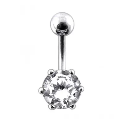 S4U Šperky4U Stříbrný piercing do pupíku se zirkonem (čirá) - BP01025-C