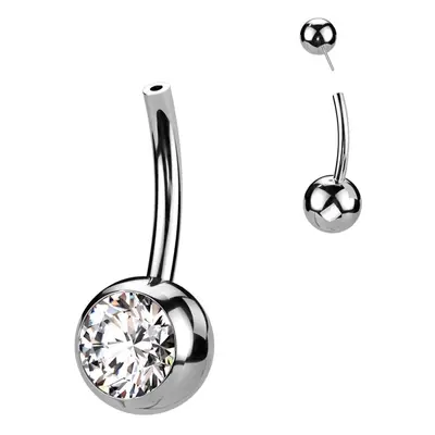 S4U Šperky4U PUSH IN piercingu do pupíku TITAN (čirá) - TIT1272-C