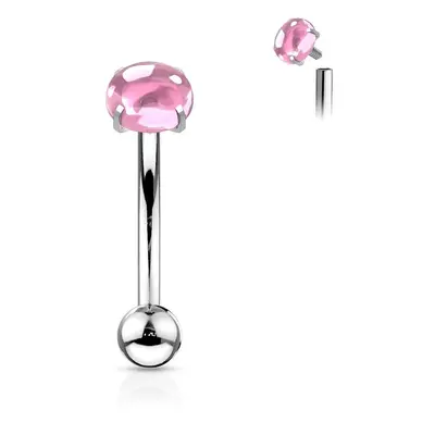 S4U Šperky4U Piercing do obočí s kulatým kamenem (růžová) - OB0012-P