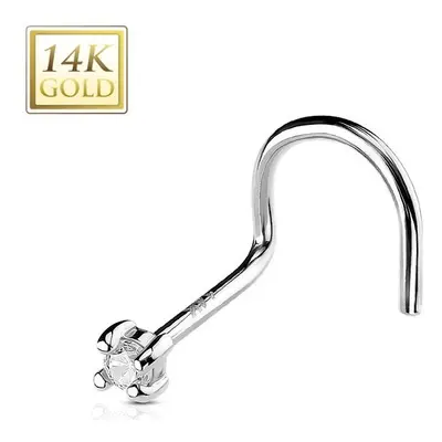 MARRE Zlatý piercing do nosu - zirkon 2 mm, Au 585/1000