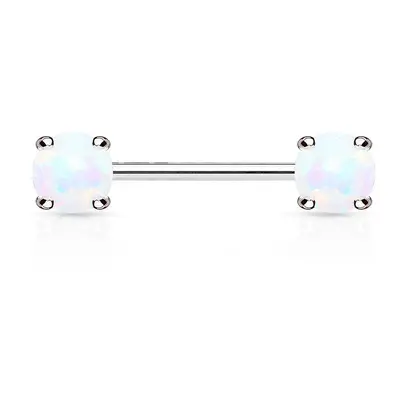 MARRE Piercing do bradavky, bílé opály - BR01023-WH