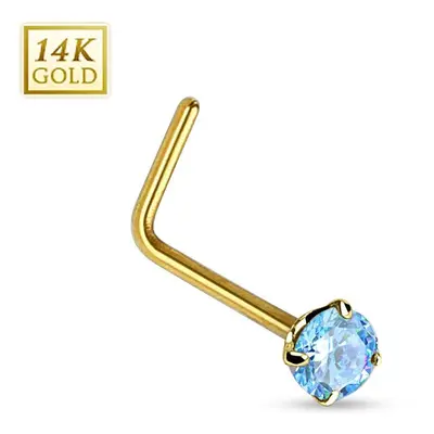 MARRE Zlatý piercing do nosu - tyrkysový zirkon, Au 585/1000 - ZL01027Q-YG