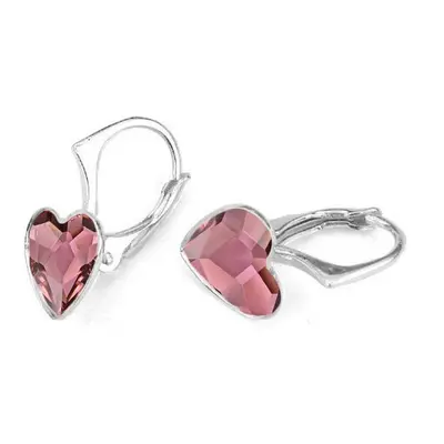 NUBIS Stříbrné náušnice se srdcem Crystals from Swarovski Antique Pink - NB-0202-AP