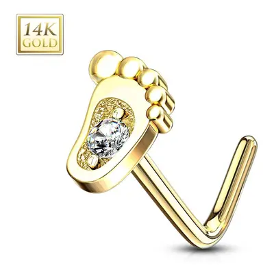 S4U Šperky4U Zlatý piercing do nosu stopa - čirý zirkon, Au 585/1000 - ZL01196-YG