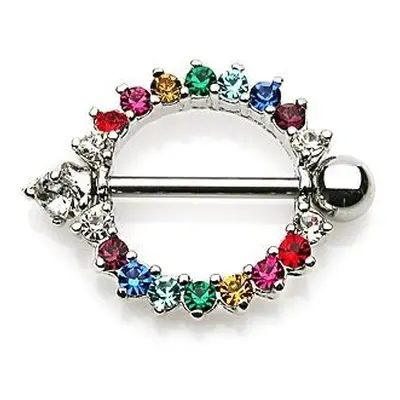 S4U Šperky4U Piercing do bradavky - barevné zirkony - BR01008