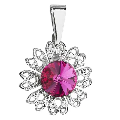 Evolution Group Přívěsek bižuterie se Swarovski krystaly růžová kytička 54032.3 fuchsia