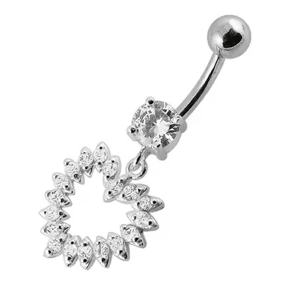 S4U Šperky4U Stříbrný piercing do pupíku - srdce (čirá, 5 mm) - BP01004-C