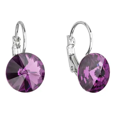 Evolution Group Náušnice bižuterie se Swarovski krystaly fialové kulaté 51002.3 amethyst