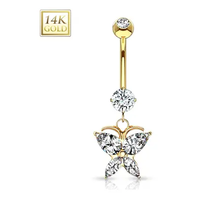 S4U Šperky4U Zlatý piercing do pupíku - motýlek, Au 585/1000 - ZL01097-YG