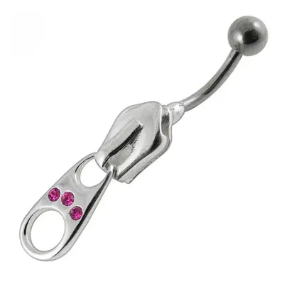 S4U Šperky4U Stříbrný piercing do pupíku - zip (růžová) - BP01007-P