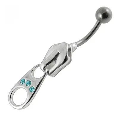 S4U Šperky4U Stříbrný piercing do pupíku - zip (tyrkysová) - BP01007-Q