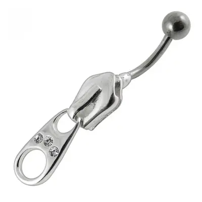 S4U Šperky4U Stříbrný piercing do pupíku - zip (čirá) - BP01007-C