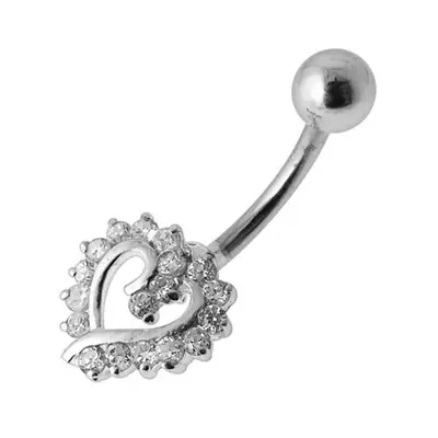 S4U Šperky4U Stříbrný piercing do pupíku srdíčko (čirá) - BP01026-C