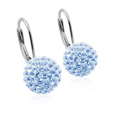 NUBIS Stříbrné náušnice koule 8 mm s krystaly Crystals from Swarovski Light Blue - NBS001-LB