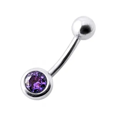 S4U Šperky4U Stříbrný piercing do pupíku se zirkonem (fialová) - BP01024-A