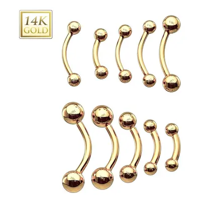 MARRE Zlatý piercing do obočí - kuličky, Au 585/1000 (0,52 g, 1,2 x 10 mm) - ZL01107-1210-YG