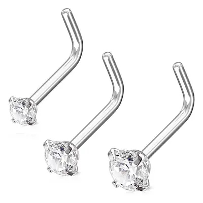 S4U Šperky4U Zahnutý piercing do nosu, čirý kamínek - N0170-02