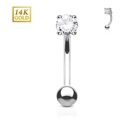 MARRE Zlatý piercing do obočí, čirý zirkon, Au 585/1000 - ZL01109C-WG