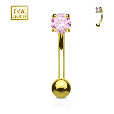 MARRE Zlatý piercing do obočí - zirkon, Au 585/1000 (růžová) - ZL01109P-YG