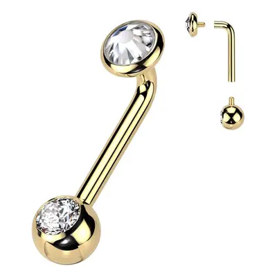 MARRE Zlacený christina piercing TITAN, čirý kamínek (1,6 x 10 mm) - KT006-C