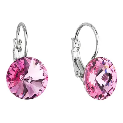 Evolution Group Náušnice bižuterie se Swarovski krystaly růžové kulaté 51002.3 rose