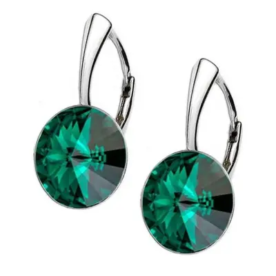 NUBIS Stříbrné náušnice Crystals from Swarovski, Emerald - NBP140-EM