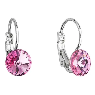 Evolution Group Náušnice bižuterie se Swarovski krystaly růžové kulaté 51031.3 rose