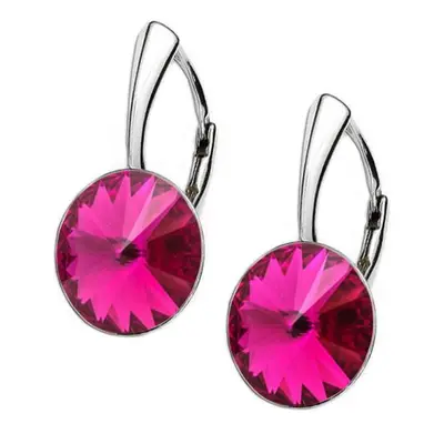 NUBIS Stříbrné náušnice Crystals from Swarovski, Fuchsia - NBP140-FU