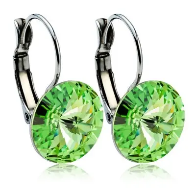 NUBIS Ocelové náušnice s krystaly Swarovski 12 mm, PERIDOT - NBS12-PD