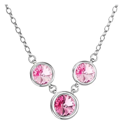 Evolution Group Stříbrný náhrdelník se Swarovski krystaly růžový kulatý 32033.3 rose