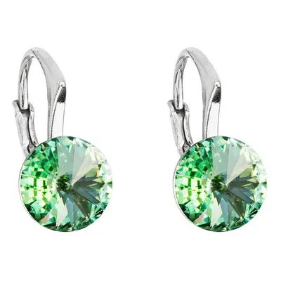 Evolution Group Stříbrné náušnice visací s krystaly Swarovski zelené kulaté 31229.3 chrysolite