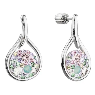 Evolution Group Stříbrné visací náušnice kapky se Swarovski krystaly 31305.3 sakura