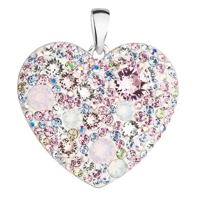 Evolution Group Stříbrný přívěsek s krystaly Swarovski mix barev srdce 34243.3 magic rose