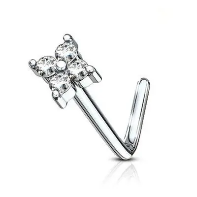 S4U Šperky4U Zahnutý piercing do nosu, čiré kamínky - N0099-C